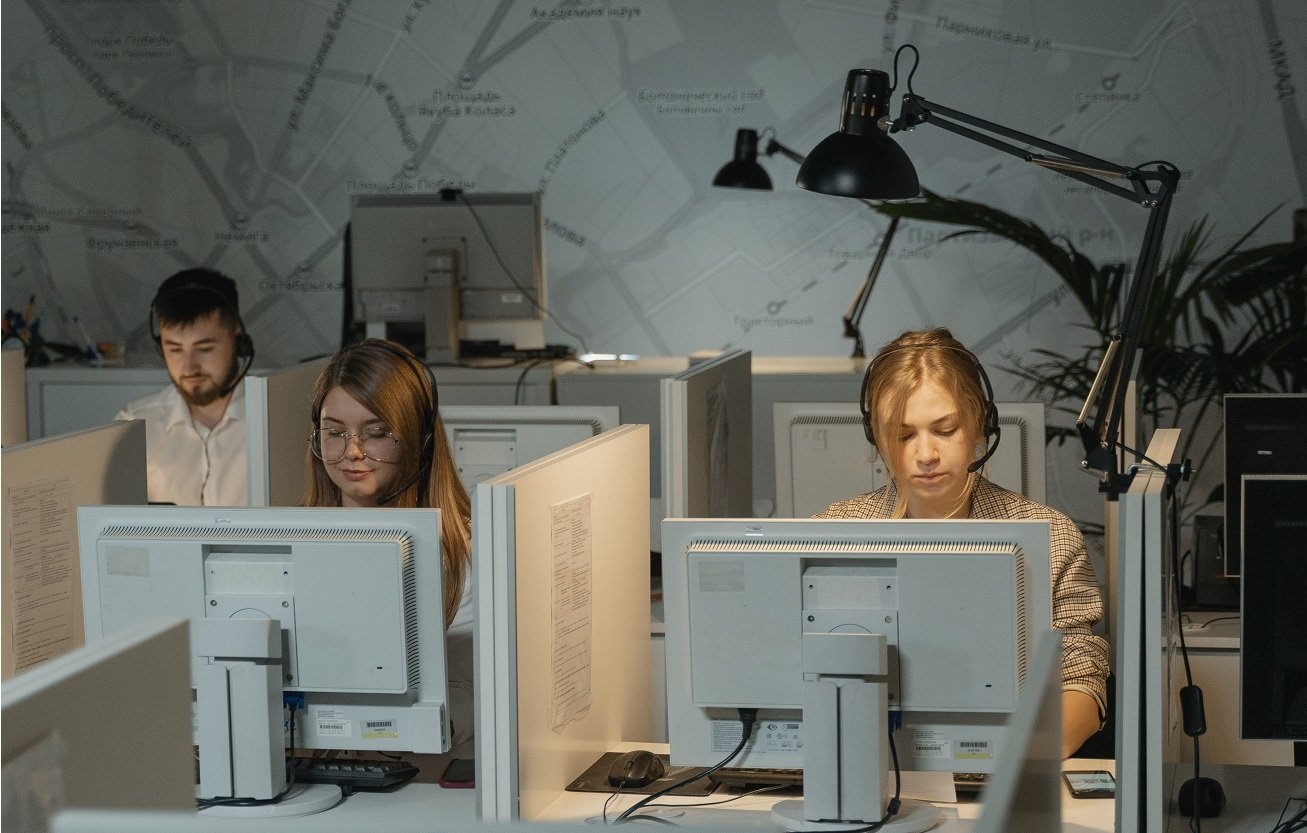 professional staff working at the call center
